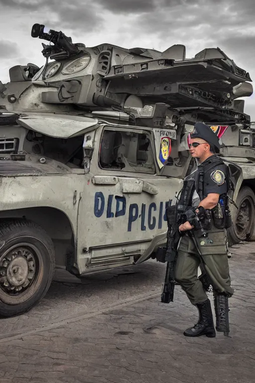 Image similar to carro da policia militar de sao paulo, 8 k, hdr, great light, by greg rutkowski and annie leibowitz