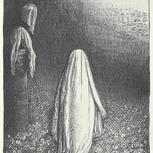 Prompt: Veggietales. Gustave Dore, Woodcut, Black and White.