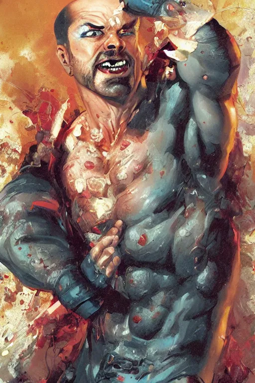 Prompt: beautiful gorgeous bald toreador guy with a short beard, painted by tom lovell, alex malveda, greg staples