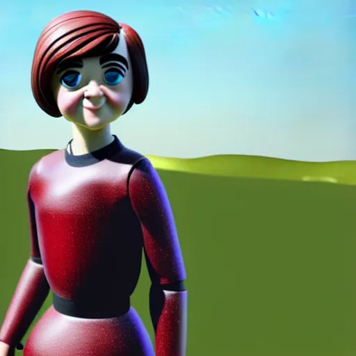 Image similar to maisie williams like a toy made by pixar, conceptual 3 d render