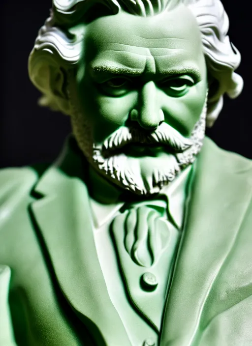 Image similar to colonel sanders as green marble statue by michaelangelo, high lights, 4 k, high detailed photography, 5 0 mm lens, depth of field, cinematic