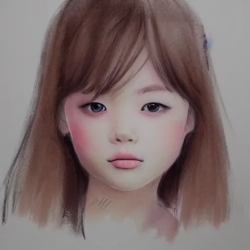 Prompt: a perfect, realistic professional digital sketch of semirealistic young girl, by pen and watercolor, by a professional Chinese Korean artist on ArtStation, on high-quality paper