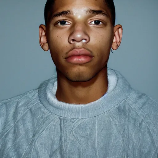 Image similar to realistic! photoshoot for a new balenciaga lookbook, color film photography, portrait of a beautiful model, photo in style of tyler mitchell, 35mm