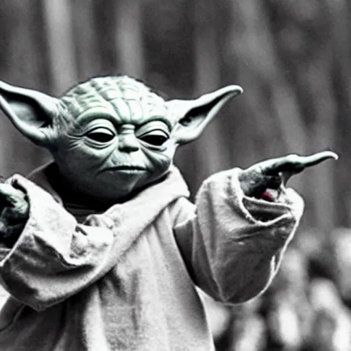 Image similar to yoda performing at woodstock