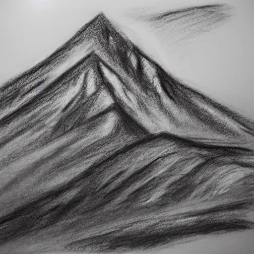 Image similar to charcoal pencil sketch of mountains, lower third, high contrast, black and white