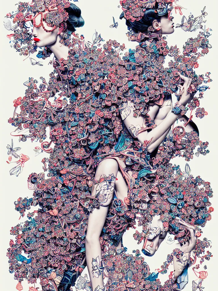 Image similar to fashion advertising campaign by james jean, highly detailed, intricate