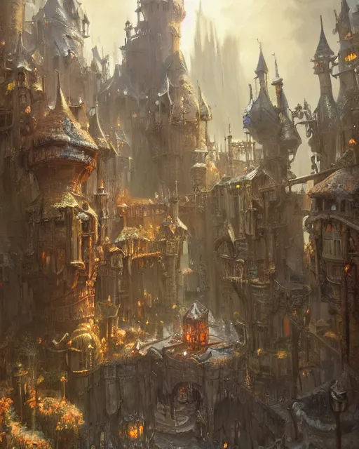 Image similar to gathering at the gallows at the courtyard of a robust fantasy castle, calming, uplifting mood, ultra realistic, factory, funny, small buildings, highly detailed, epic lighting, illuminated, cinematic, morning, art by eddie mendoza