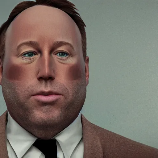 Image similar to hyperrealistic mixed media image of alex jones from info wars as a toad, stunning 3 d render inspired art by istvan sandorfi and greg rutkowski, perfect symmetry, realistic, highly detailed attributes and atmosphere, dim volumetric cinematic lighting, 8 k octane extremely hyper - detailed render, post - processing, masterpiece,
