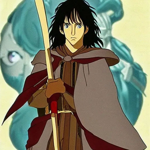 Image similar to aragorn from the anime lord of the rings (1986), studio ghibli