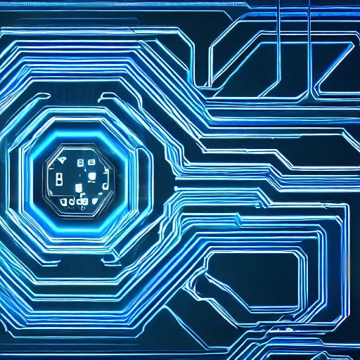 Prompt: a wallpaper of glowing blue circuits, high quality, 4k, award-winning