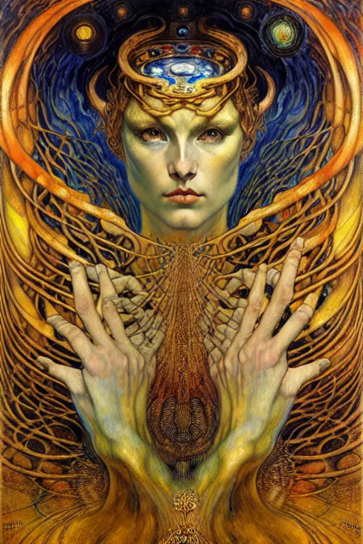 Image similar to Divine Chaos Engine by Karol Bak, Jean Delville, William Blake, Gustav Klimt, and Vincent Van Gogh, symbolist, visionary