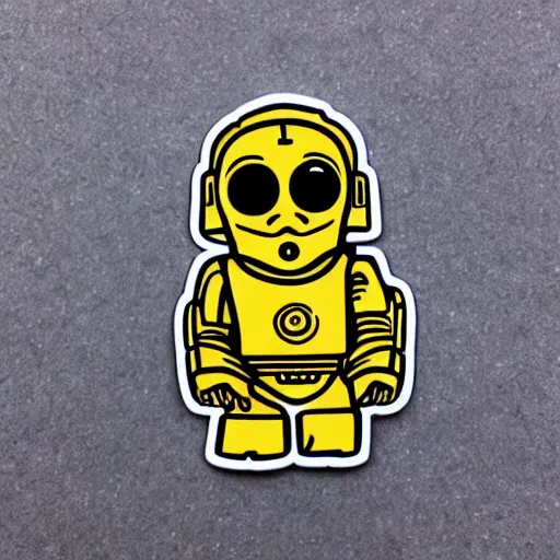 Prompt: cute baby c3po sticker