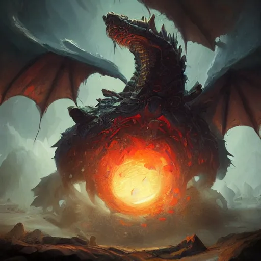 Prompt: a beautiful painting of an epic fantasy sad fat dragon, oil painting, Tooth Wu, Greg Rutkowski, RPG portrait, dynamic lighting, fantasy art,High contrast, depth of field