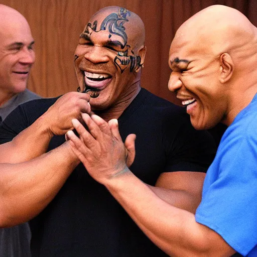 Image similar to mr clean and mike tyson laughing