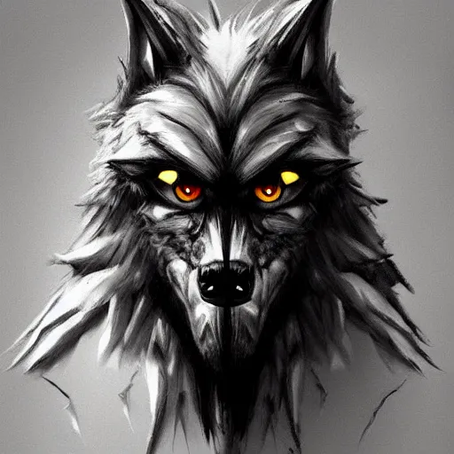 Prompt: a scraggly friendly but foreboding looking werewolf stares at you with a hungry look trending on artstation