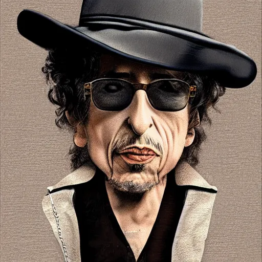 Prompt: bob dylan if he was really a dog, digital art.