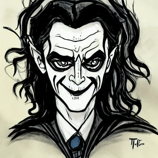 Prompt: loki drawn by tim burton