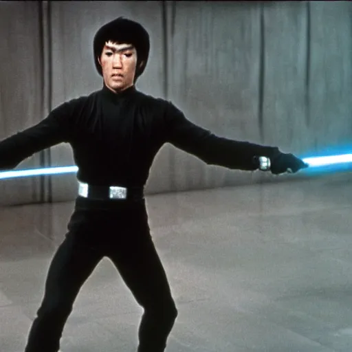 Image similar to bruce lee as anakin skywalker in star wars episode 3, 8k resolution, full HD, cinematic lighting, award winning, anatomically correct