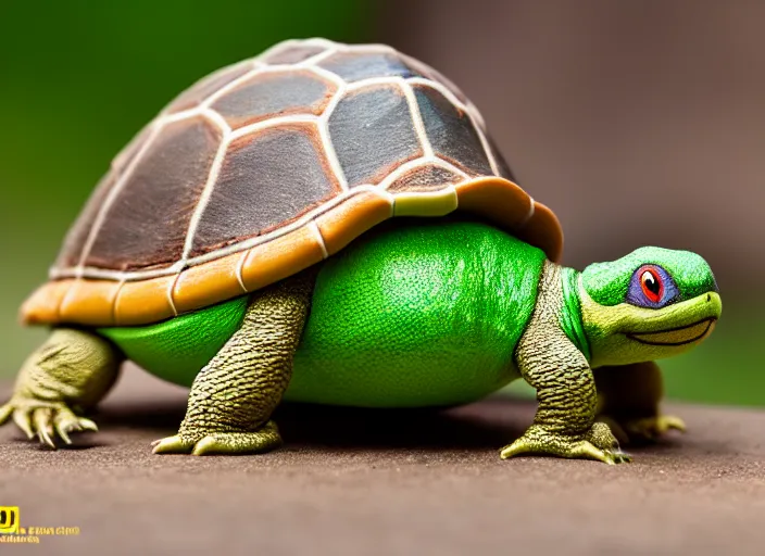 Image similar to national geographic wildlife photo of real life yoshi yoshi in real life in the wild, dinosaur turtle, 8 k, 8 5 mm f 5. 6