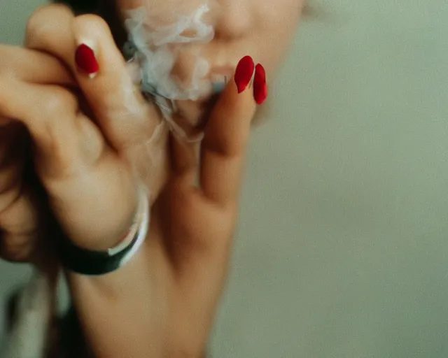 Image similar to a lomographic photo of woman hand with cigarette