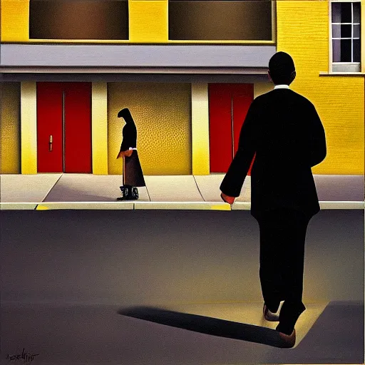 Prompt: street scene by jeffrey smart