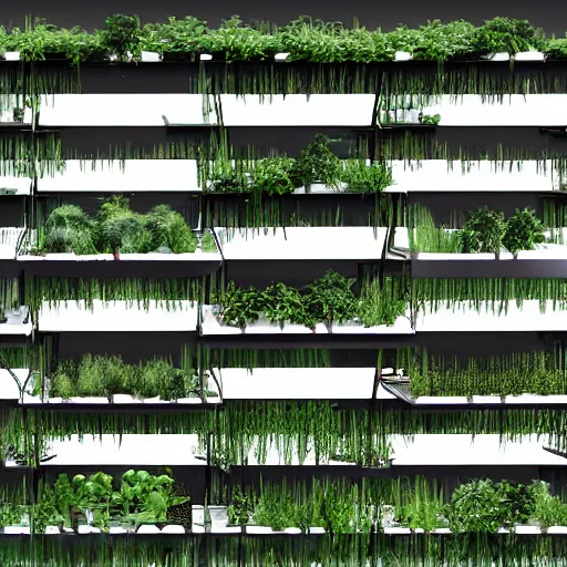 Image similar to vertical farming facade, CG society, architectural rendering, 4k, 8k