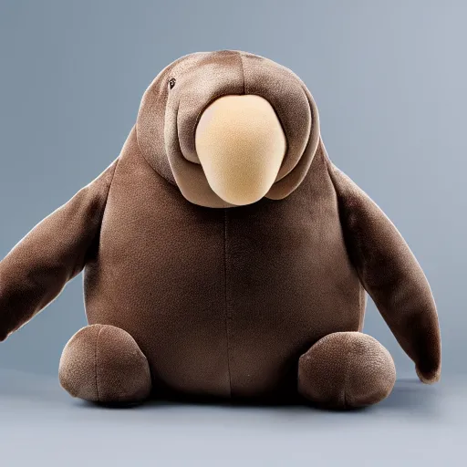 Image similar to a walrus plush. beautifully made, detailed, cute, soft. high quality, studio lighting, product image