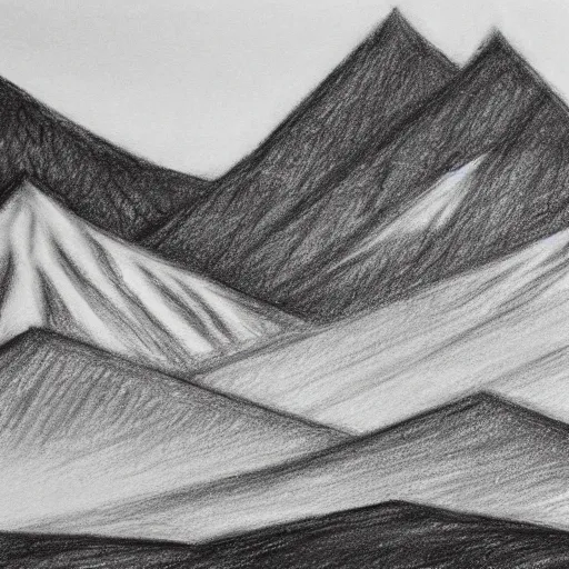 Image similar to charcoal pencil sketch of mountains, lower third, high contrast, black and white