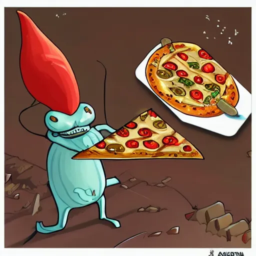 Image similar to bugs and maggot pizza, artstation, fantasy