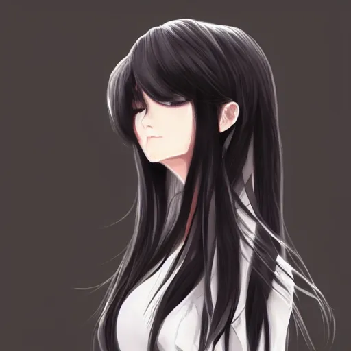 Image similar to portrait of beautiful anime girl, black hair, attractive, casual, modern, highly detailed, digital painting, illustration, art by rei