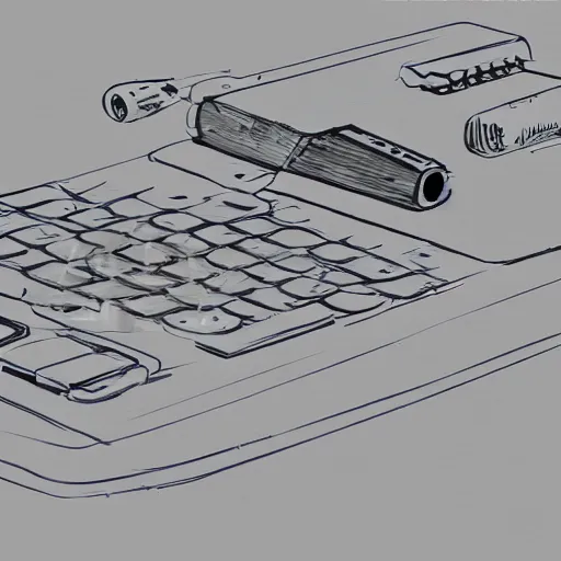 Prompt: a sketch of a electronic gadget