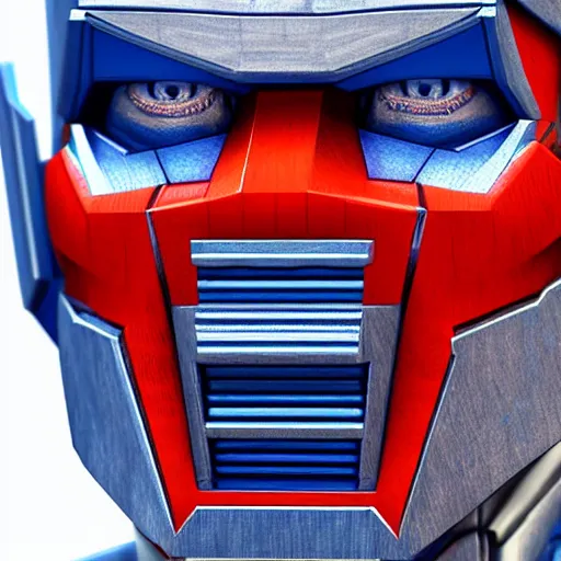 Image similar to Optimus Prime face, chromatic material, translucent, high details, 8k, sharp, realistic