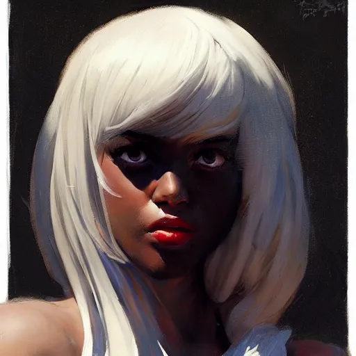 Prompt: greg manchess portrait painting of yorha type a no. 2, organic painting, sunny day, matte painting, bold shapes, hard edges, street art, trending on artstation, by huang guangjian and gil elvgren and sachin teng