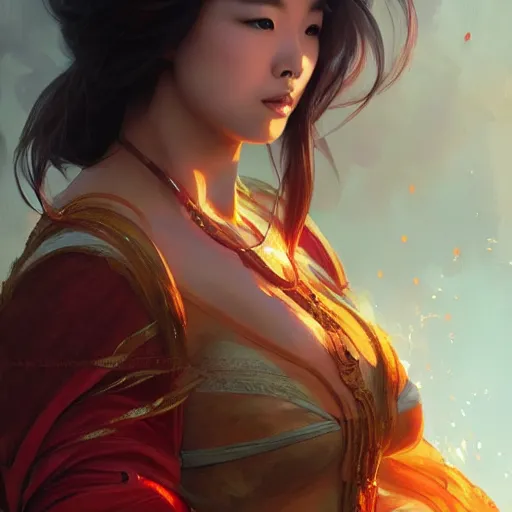 Image similar to Asian female fire elemental, lifelike, portrait, highly detailed, digital painting, artstation, concept art, sharp focus, illustration, cinematic lighting, art by artgerm and greg rutkowski and alphonse mucha