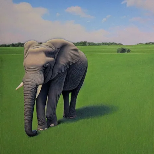 Prompt: an elephant on a green meadow art by Davis Marc