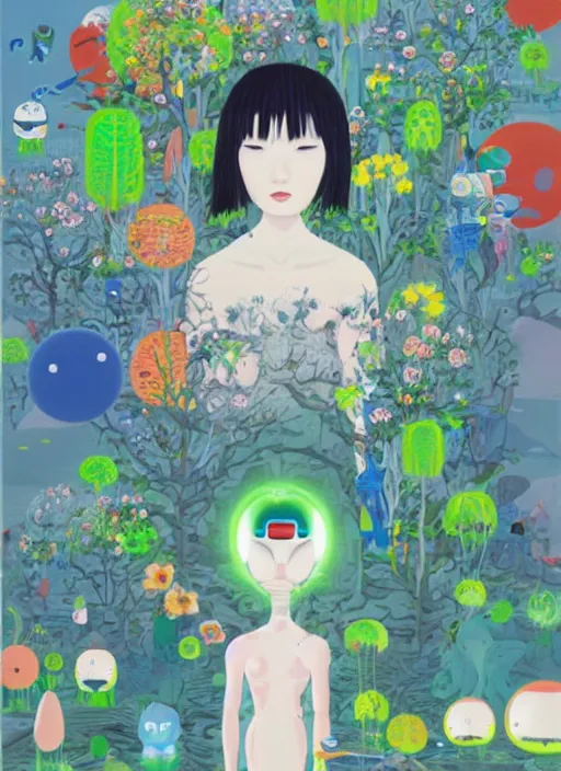 Prompt: a portrait of a cyborg in a scenic environment by chiho aoshima