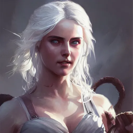 Image similar to ciri from withcer, paint by greg rutkowski