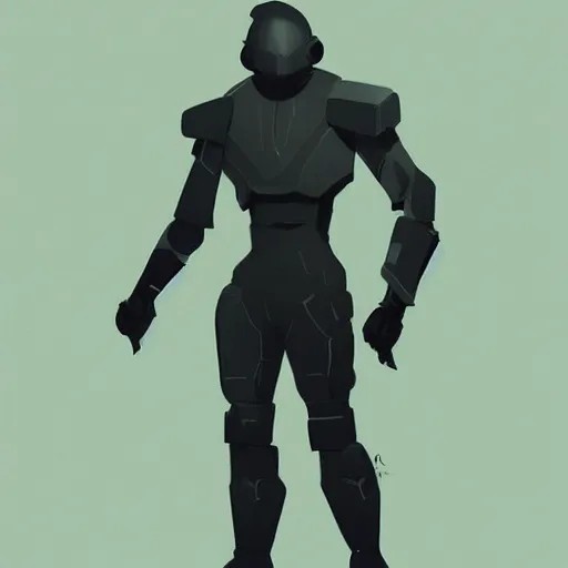 Image similar to concept art, stylized silhouette, super exaggerated proportions, concept design, male, science fiction suit, helmet, by pascal blanche