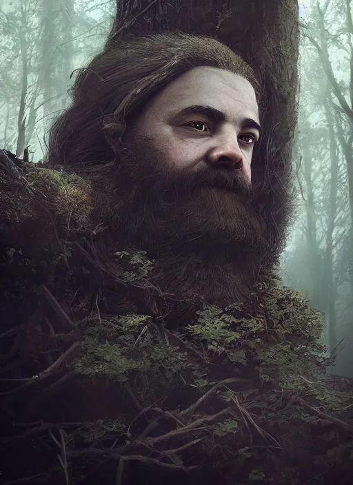 Prompt: Beautiful art portrait of a male dwarf cleric in a dark forest with dead trees, morning, atmospheric lighting, intricate detail, cgsociety, hyperrealistic, octane render, RPG portrait, ambient light, dynamic lighting