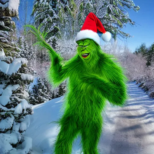 Prompt: the grinch trail cam