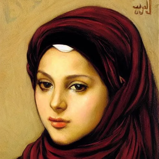 Prompt: beautiful hijabi girl art by gustave courbet