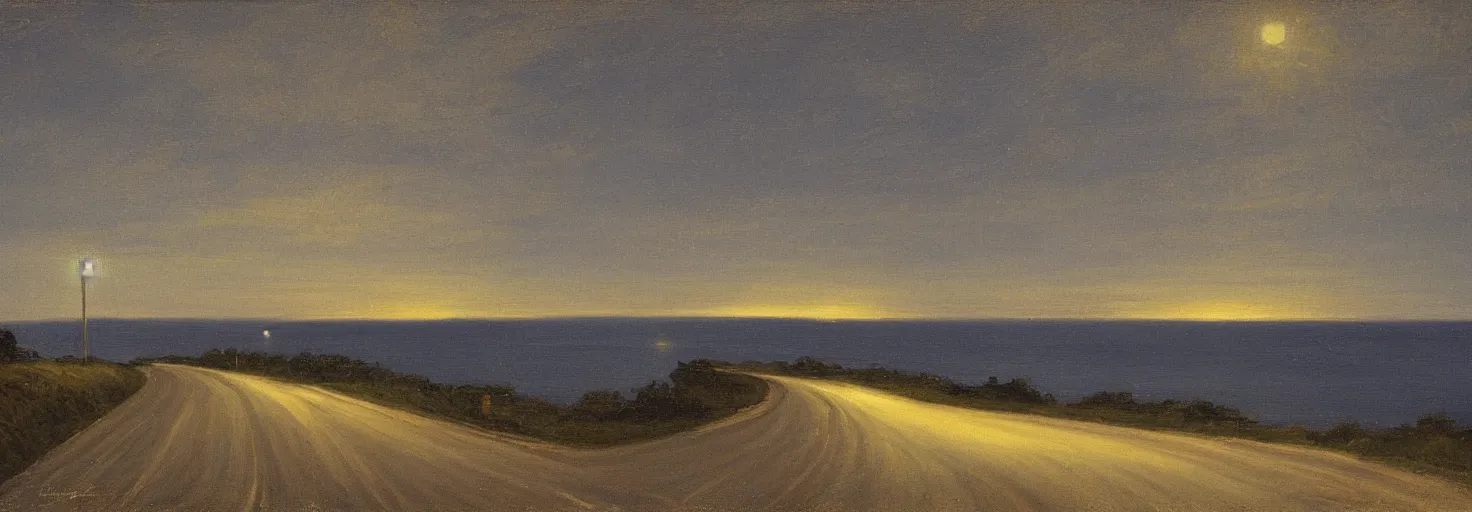 Image similar to the long and winding road by the sea at night by john christopher maxwell pratt,