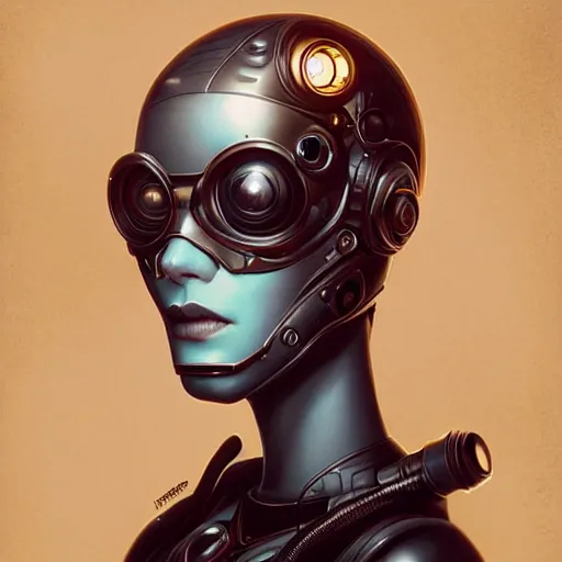 Image similar to Lofi portrait of cyborg, Pixar style by Joe Fenton and Stanley Artgerm and Tom Bagshaw and Tim Burton