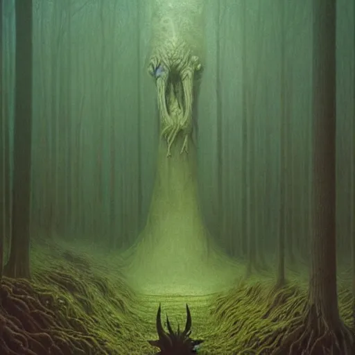 Image similar to forest monster 4k by zdzisław beksiński