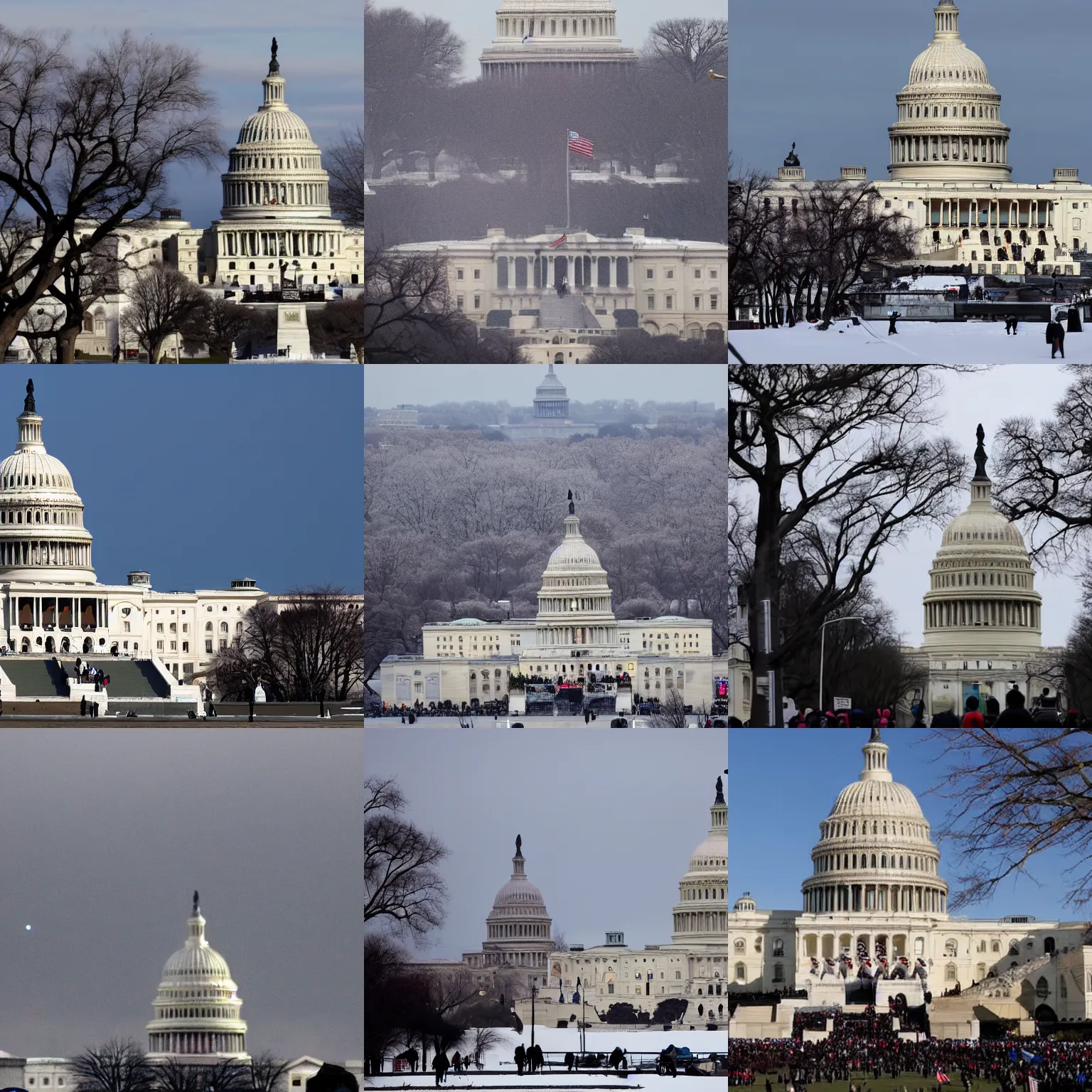 Prompt: Photo of the United States Capitol on January 6 under siege by thousands of moai, reuters