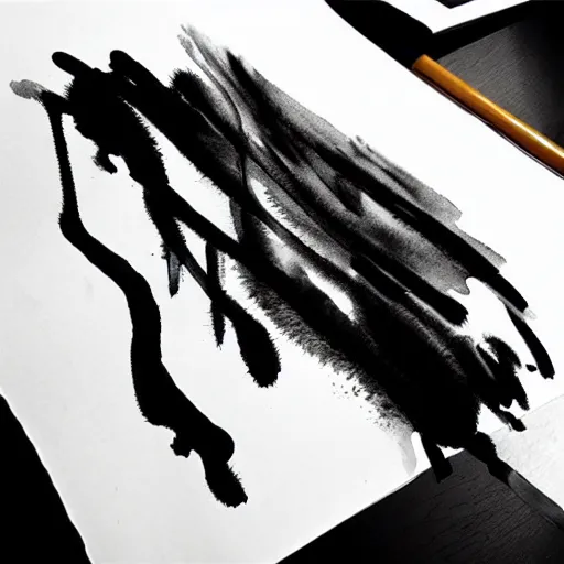 Prompt: ink art by xu wei surprise