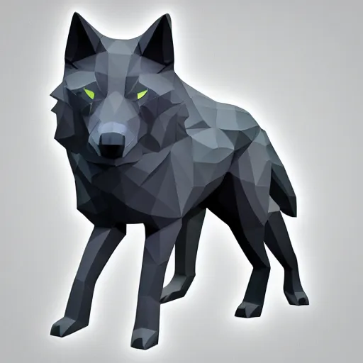 Prompt: Low poly wolf