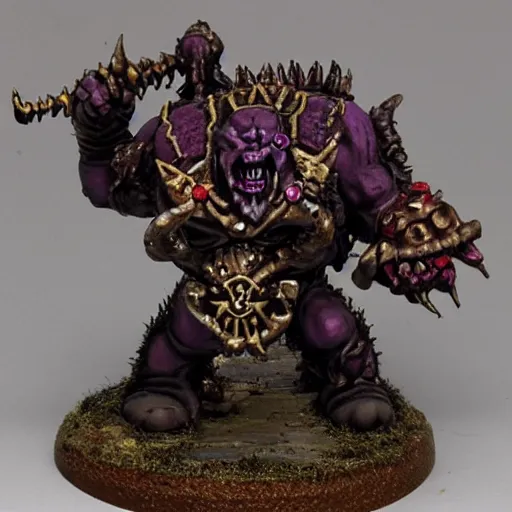 Image similar to chaos dwarf daemon smith from warhammer fantasy : : head and torso portrait