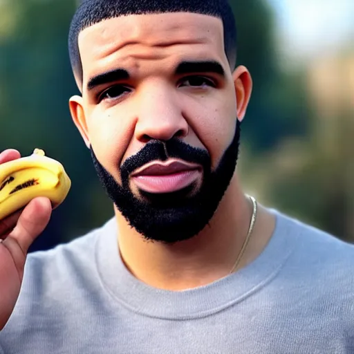 Image similar to drake holding a banana to his ear as if it was a phone