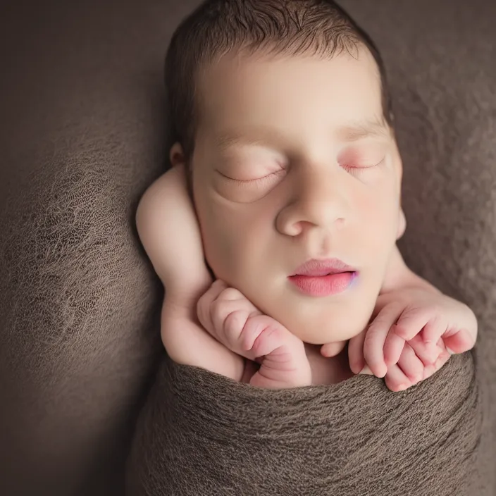 Image similar to studio portrait of bearded newborn